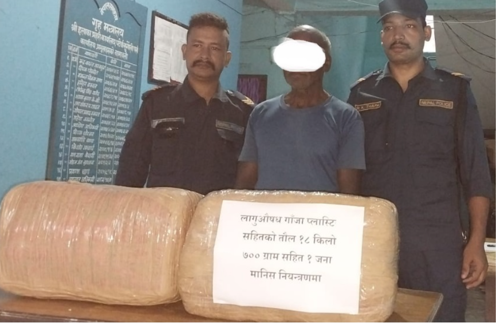 पर्सामा १९ किलो ७ सय ग्राम गाँजासहित वृद्ध पक्राउ